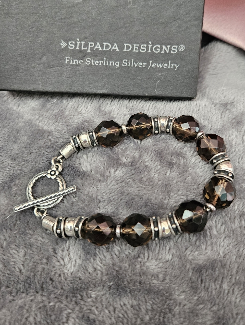 SILPADA Smokey Quartz .925 Sterling Silver Bracelet w/Toggle Close [Cat# B1039]